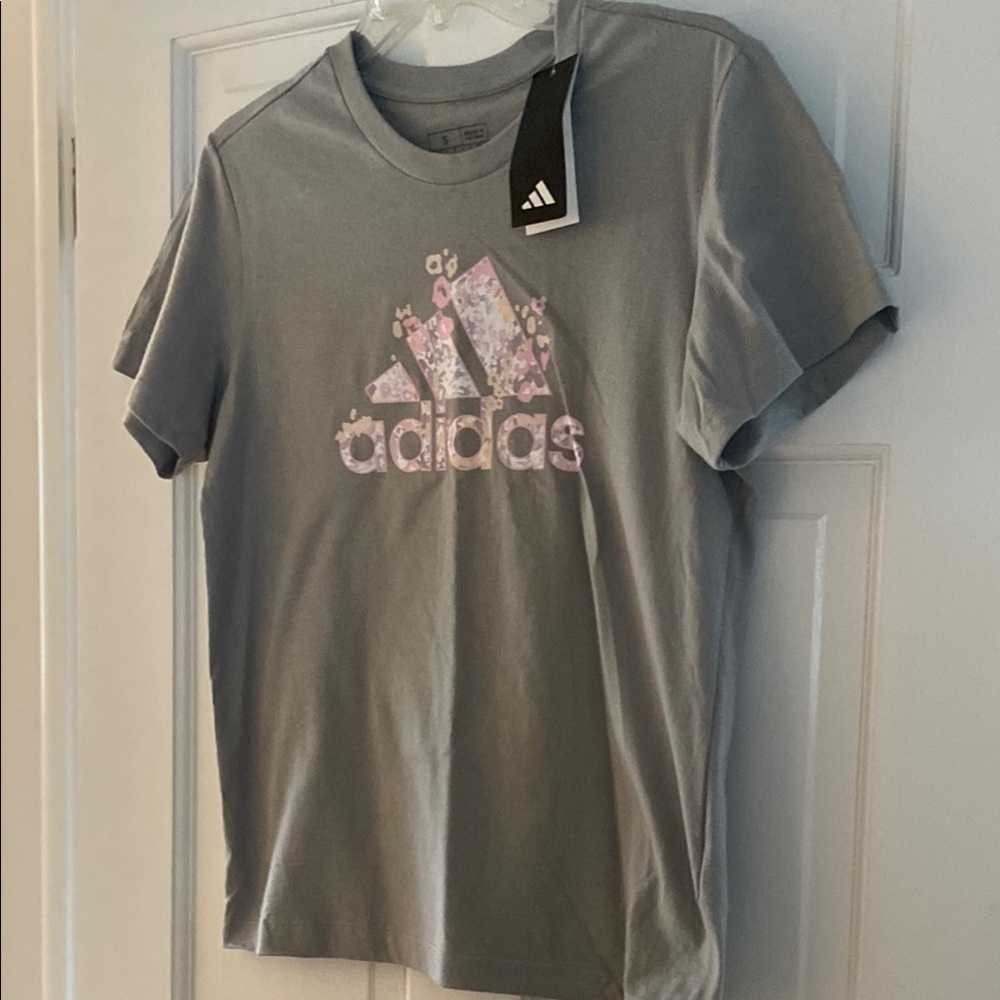 Adidas Gray and Pink Short Sleeve Tee NWT